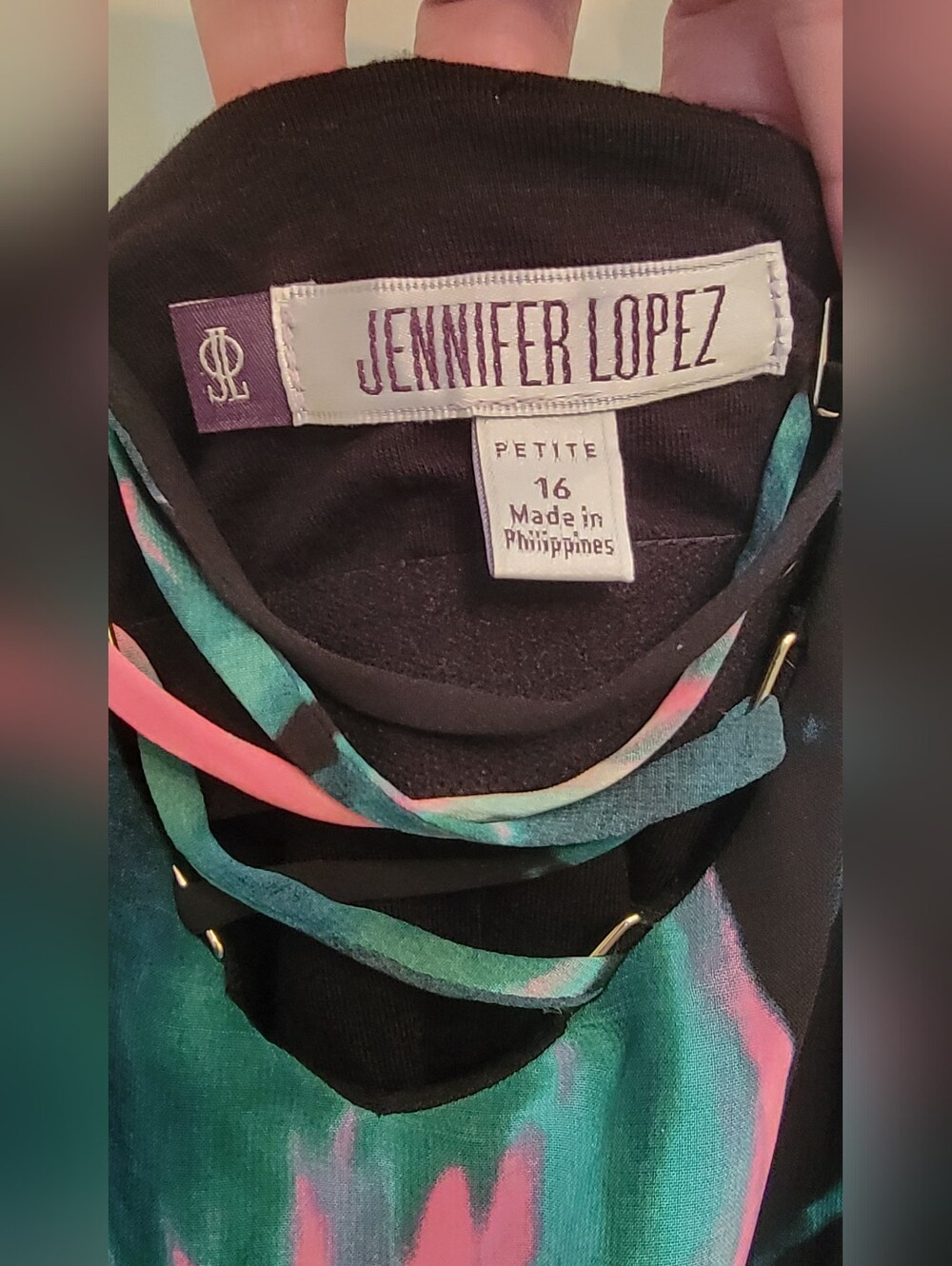 New Jennifer Lopez Green & Pink Floral Halter Maxi Dress Size 16 Petite - Picture 5 of 8